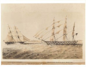 USS Perry confronting a slaver 1850
