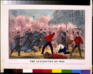Pratt Street Riot by Currier and Ives