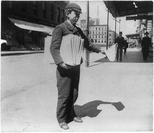 Newsboy in New York City c1896