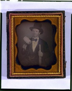Occupational portrait of an unidentified man with mallet and chisel ca. 1840-1860