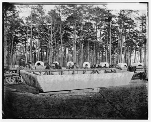 Rappahannock Station, Va. Canvas pontoon boat, 50th New York Engineers (1864 March; LOC - LC-DIG-cwpb-03940)