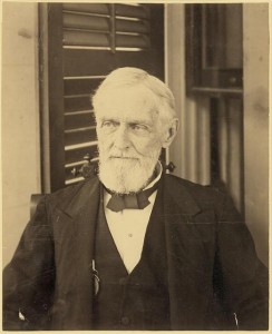 Jefferson Davis, seated, facing front, during portrait session at Davis' home Beauvoir, near Biloxi, Mississippi