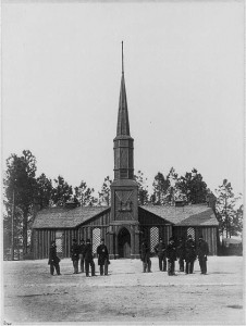 Church in camp of 50th New York Engineers in front of Petersburg, Va. (1865 Feb; LOC - LC-USZ62-67520)