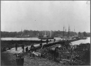 Pontoon bridge across James River, Va.--June 1864 (LOC - LC-USZ62-92629)