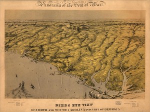 Birds eye view of North and South Carolina and part of Georgia. (by John Bachmann; LOC - http://hdl.loc.gov/loc.gmd/g3871a.cw0304500 ) 