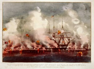 Victorious bombardment of Port Royal, S.C. Nov. 7th. 1861: by the United States fleet, under command of Commodore Dupont (Currier & Ives; LOC: LC-USZC2-3134)
