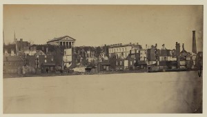 Richmond, looking across canal basin, Capitol and Custom House in distance (1865 April; LOC: LC-DIG-ppmsca-08227)