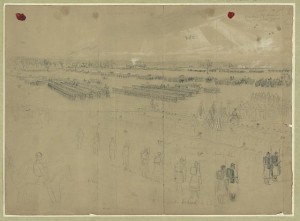 McClellan reviewing his troops near Baileys Cross Roads (1861 November; LOC: LC-DIG-ppmsca-22577)