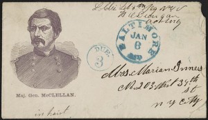 Civil War envelope showing portrait of Maj. Gen. McClellan (between 1861 and 1865; LOC: LC-DIG-ppmsca-31975)