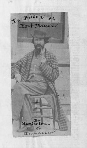 Dr. Hambleton, full lgth, seated, facing slightly left, in prison at Fort Warren, Boston, Mass. (no date recorded on caption card; LOC: LC-USZ62-65116)