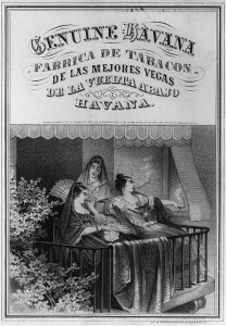 Genuine Havana ('Three Cuban beauties sitting on a balcony smoking Havana cigars'1868; LOC: LC-USZ62-78340)