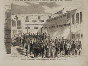 Execution of Gordon the slave-trader, New York, February 21, 1862 (Illus. in: Harper's weekly, v. VI, no. 271 (1862 March 8), p. 157 (bottom); LOC: LC-DIG-ds-00692)