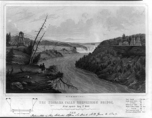The Niagara Falls suspension bridge. First opened: Aug. 1st. 1848 (c1849 June 4; LOC: LC-USZ62-13648)
