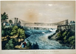 The Rail road suspension bridge: near Niagara Falls (Published by Currier & Ives, c1856; LOC: LC-USZC2-3301)