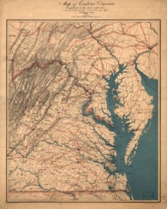 Eastern Virginia 1862 with Maryland's eastern shore (LOC)