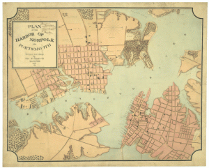 Plan of the harbor of Norfolk and Portsmouth, March 1st, 1861 / surveyed and drawn by Chas. E. Cassell, C.E. (LOC)