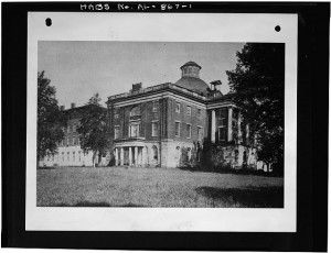 SOUTH SIDE AND EAST FRONT, ca. 1880, SHOWING 1861 ADDDITION - Old Alabama State Capitol, Broad Street, Tuscaloosa, Tuscaloosa County, AL (ca. 1880; LOC: HABS ALA,63-TUSLO,21--1)