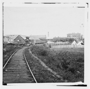 Culpeper Court House, Va. Freight train on Orange and Alexandria Railroad (O'Sullivan, Timothy H August 1862; LOC: LC-DIG-cwpb-01078)