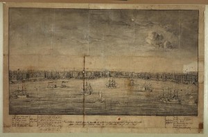 New Orleans, sketched from the opposite side of the river upon a mast of a vessel during a very low water (S.Pinistri - artist;1839 Oct; LOC: LC-DIG-ppmsca-23151)