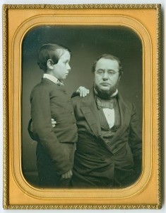 Edwin McMasters Stanton, seated, with his son Edwin Lamson Stanton, standing in profile (between 1852 and 1855; LOC: LC-DIG-ppmsca-19600)