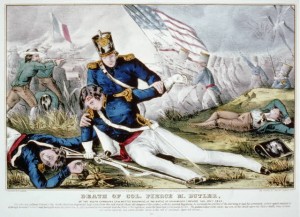 Death of Col. Pierce M. Butler: Of the South Carolina (Palmetto) regiment, at the Battle of Churubusco (Mexico) Aug. 20th 1847 (N. Currier, 1847; LOC: LC-USZC2-2233)