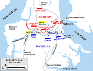 Map of the Battle of Yorktown of the Peninsula Campaign of the American Civil War by Hal Jespersen