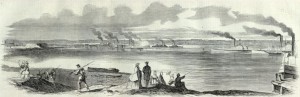 Transports at Alexandria removing troops (by Alfred R. Waud; Harper's Weekly 4-19-1862)