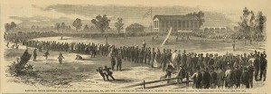 Base-ball match between the "Athletics", of Philadelphia, Pa., and the "Atlantics", of Brooklyn, N.Y., played at Philadelphia, October 30, 1865 (1865 November 18;LOC: LC-DIG-ppmsca-17532)