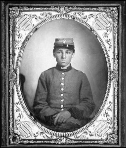 Portrait of Pvt. Edwin Francis Jemison, 2nd Louisiana Regiment, C.S.A. (between 1860 and 1862, re-photographed 1961; LOC: LC-B8184-10037)
