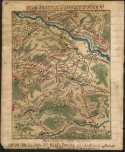 Plan of Battle of Savage's Station Va. by Robert Knox Sneden LOC: gvhs01 vhs00091 http://hdl.loc.gov/loc.ndlpcoop/gvhs01.vhs00091)