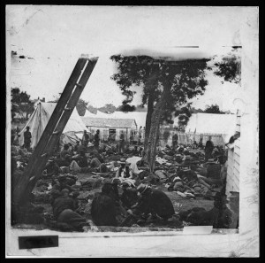 Savage Station, Va. Field hospital after the battle of June 27(1862 June 30 by James F. Gibson; LOC: LC-DIG-cwpb-01063)