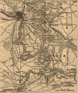 The heart of the rebellion: scene of the late Seven Days battles near Richmond; new base of operations of the Army of the [P]otomac. (Philadelphi Inquirer,1862; LOC: g3884r cw0650200 http://hdl.loc.gov/loc.gmd/g3884r.cw0650200)