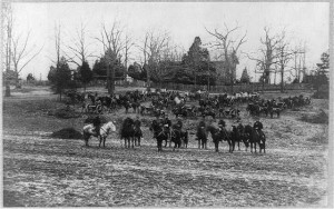 Union artillery unit posed with cannons and horses (between 1861 and 1865, ca. 1890 printing; LOC: LC-USZ62-97596)