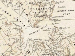 Hampton Roads, Virginia - from official state map published in 1859