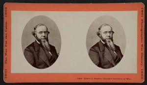 Edwin S. [i.e. M.] Stanton, Lincoln's Secretary of War (Hartford, Conn. : The War Photograph & Exhibition Co., No. 21 Linden Place, (between 1861 and 1865); LOC: vLC-DIG-stereo-1s02864)