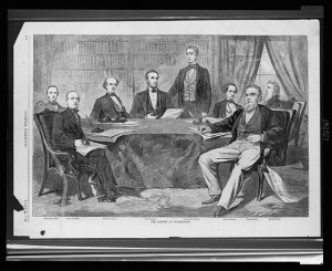 The cabinet at Washington (1861; LOC:LC-USZ62-132557)