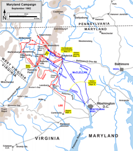 Map of the Maryland Campaign of the American Civil War, actions Sept. 3-15. Drawn by Hal Jespersen in Adobe Illustrator CS5. Graphic source file is available at http://www.posix.com/CWmaps