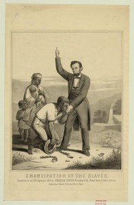 Emancipation of the slaves, proclamed [i.e. proclaimed] on the 22nd September 1862, by Abraham Lincoln, President of the United States of North America (J. Waeshle, [ca. 1862]; LOC:LC-DIG-ppmsca-19391)