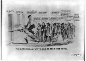 The Republican Party going to the right House (by Louis Maurer, Published by Currier & Ives, 152 Nassau St. N.Y., c1860; LOC: LC-USZ62-1990)