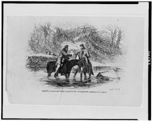 Meeting of Union and Rebel pickets in the Rappahannock (sketched by Mr. Oertel, published 1863; LOC: LC-USZ62-100583)
