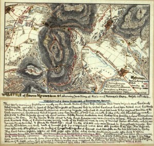 The Battle of South Mountain Md. : showing positions at Fox's and Turner's Gaps, Sept. 14th 1862. by Robert Knox Sneden (betweeen 1862-1865; LOC: gvhs01 vhs00298 http://hdl.loc.gov/loc.ndlpcoop/gvhs01.vhs00298 )