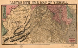 Lloyd's new war map of Virginia.c.1862 (LOC: g3881s cw0464000 http://hdl.loc.gov/loc.gmd/g3881s.cw0464000 )