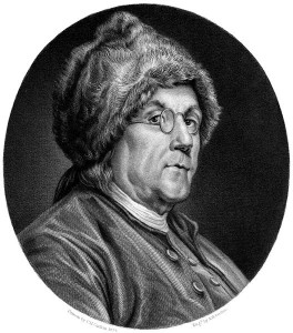 Ben Franklin 1877 (From a carbonic alloy engraving, drawn by C. N. Cochin 1777, engraved by A.H. Richie.)