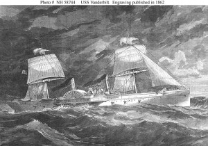USS Vanderbilt (1862-1873)  Line engraving by G. Parsons, published in "Harper's Weekly", November 22,1862, depicting the ship at sea.