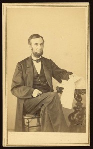 Abraham Lincoln, U.S. President. Seated portrait, holding glasses and newspaper, Aug. 9, 1863 (by Alexander Gardner, Washington, D.C., 1863, printed later; LOC: LC-DIG-ppmsca-19206)