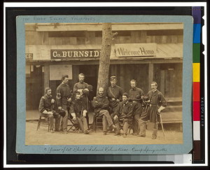 Officers of lst Rhode Island Volunteers - Camp Sprague, 1861 (photographed 1861, printed later; LOC: LC-USZC4-6316)