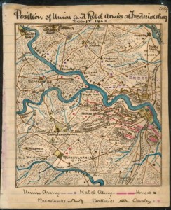 Position of Union and Rebel armies at Fredericksburg, Decr. 1st 1862. (by Robert Knox Sneden; LOC: gvhs01 vhs00122 http://hdl.loc.gov/loc.ndlpcoop/gvhs01.vhs00122 )