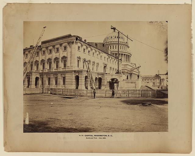 Capitol, Washington, D.C., south-east view, July, 1863 (by Andrew J. Russell, 1863 July; LOC: LC-DIG-ppmsca-07300)
