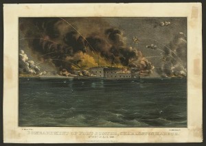 Bombardment of Fort Sumter, Charleston Harbor: 12th & 13th of April, 1861 (Currier & Ives, [1861?]; LOC: LC-DIG-ppmsca-19520)