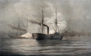 The Combat between the Alabama and the Hatteras, off Galveston, on the 11th of January, 1863 (KELLY, PIET & CO. PUBLISHERS  LITH BY A. HOEN & CO. BALTO)